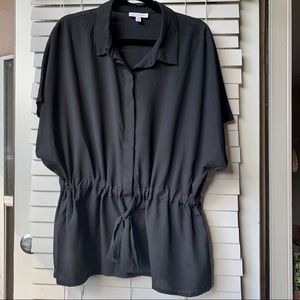 Black Tie Waist Button Down